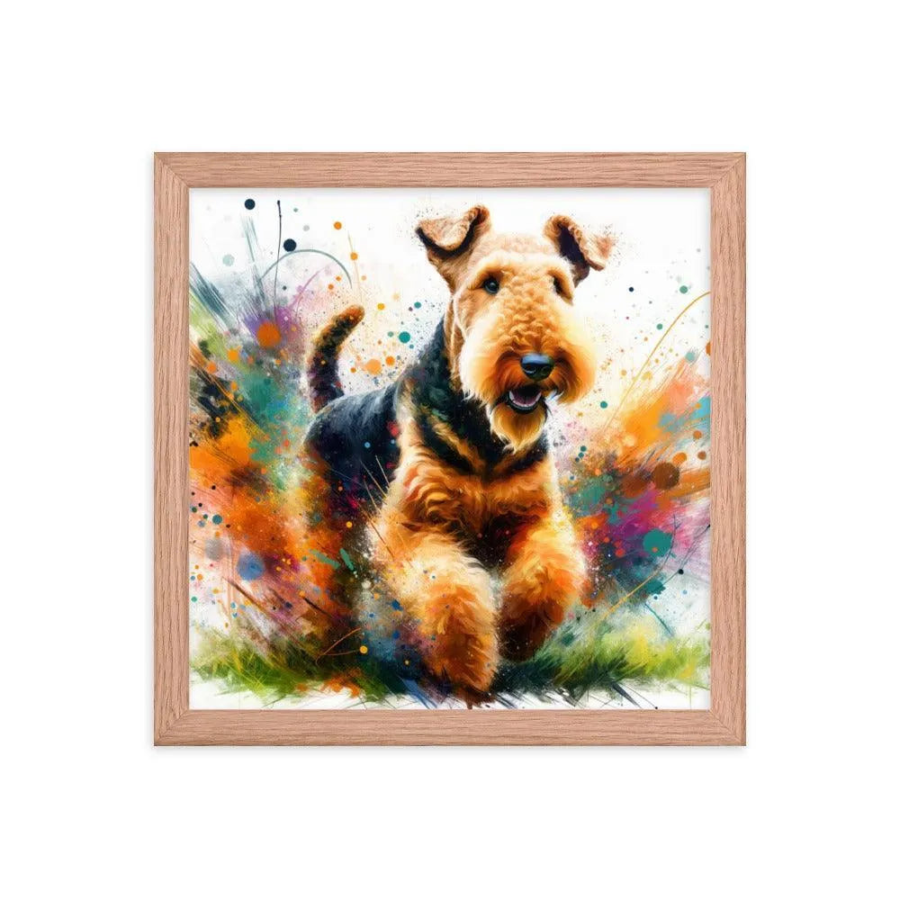 Joyful Airedale Terrier Colorful Artistic Depiction Framed Poster - Oh Posters