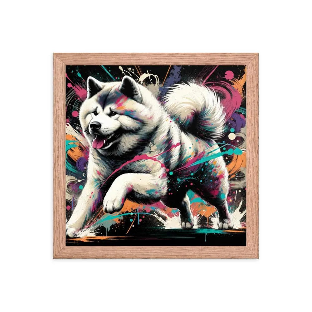 Energetic Akita Abstract Artwork Framed Poster - Oh Posters