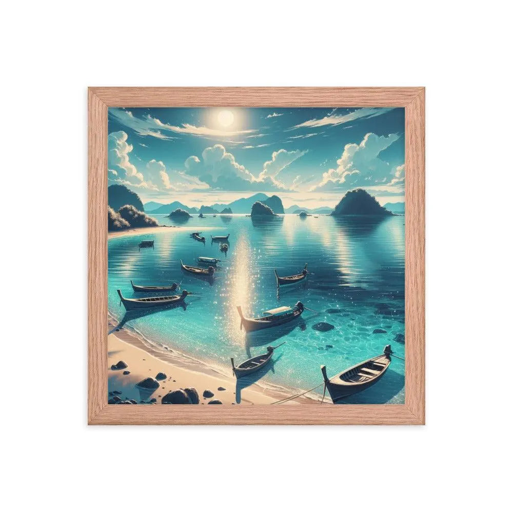Secluded Shimmering Beach Digital Art Framed Poster - Oh Posters