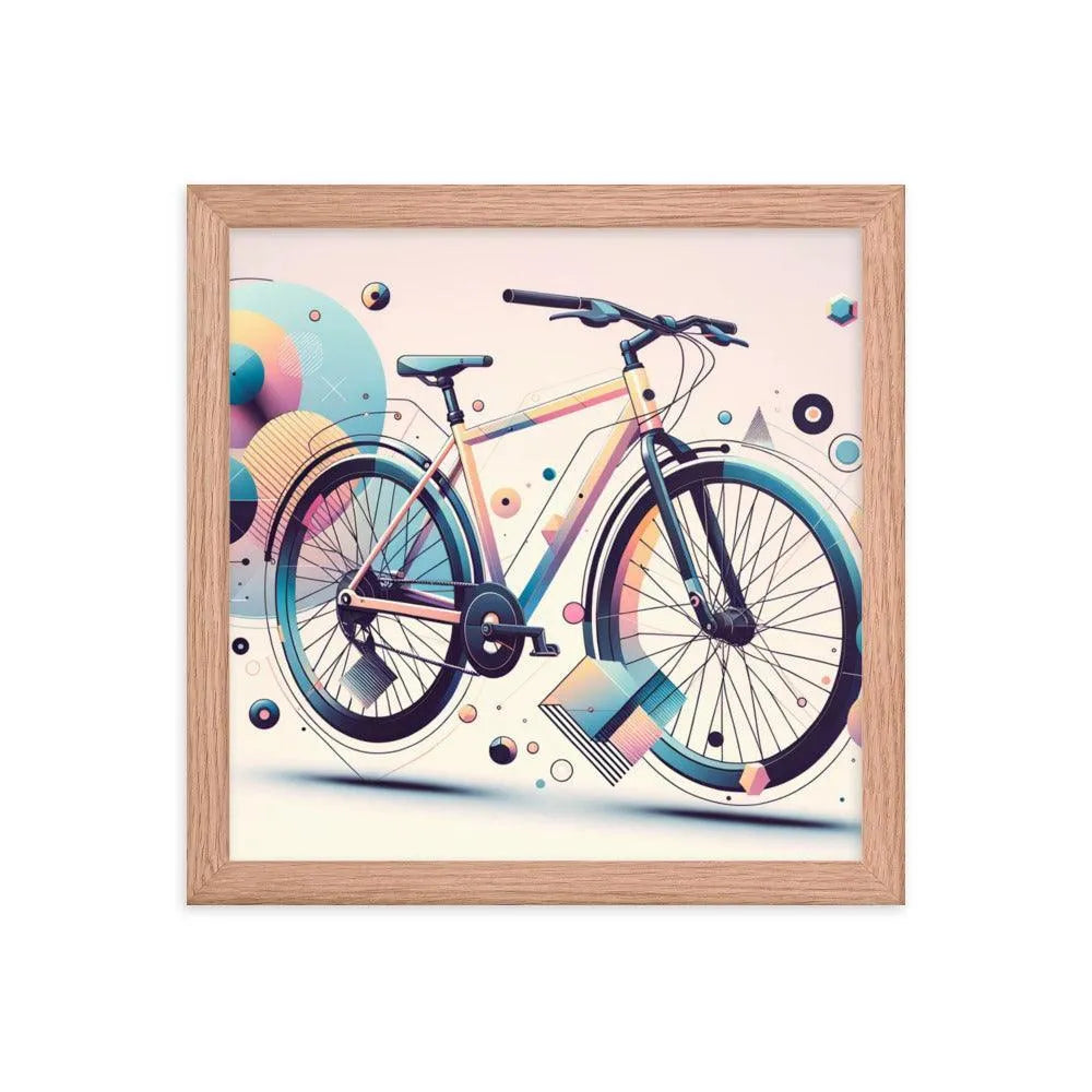 Contemporary Pastel Bicycle Geometric Art Framed Poster - Oh Posters