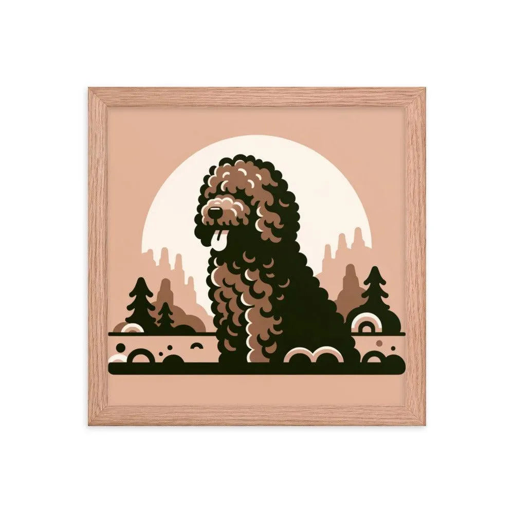 Minimalistic Barbet Dog Portrait Digital Art Framed Poster - Oh Posters