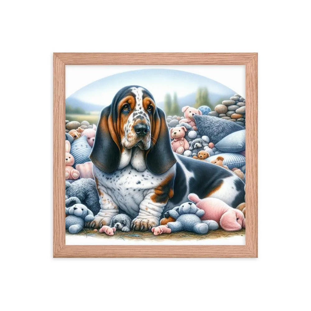 Cute and Cuddly Basset Bleu de Gascogne Art Framed Poster - Oh Posters