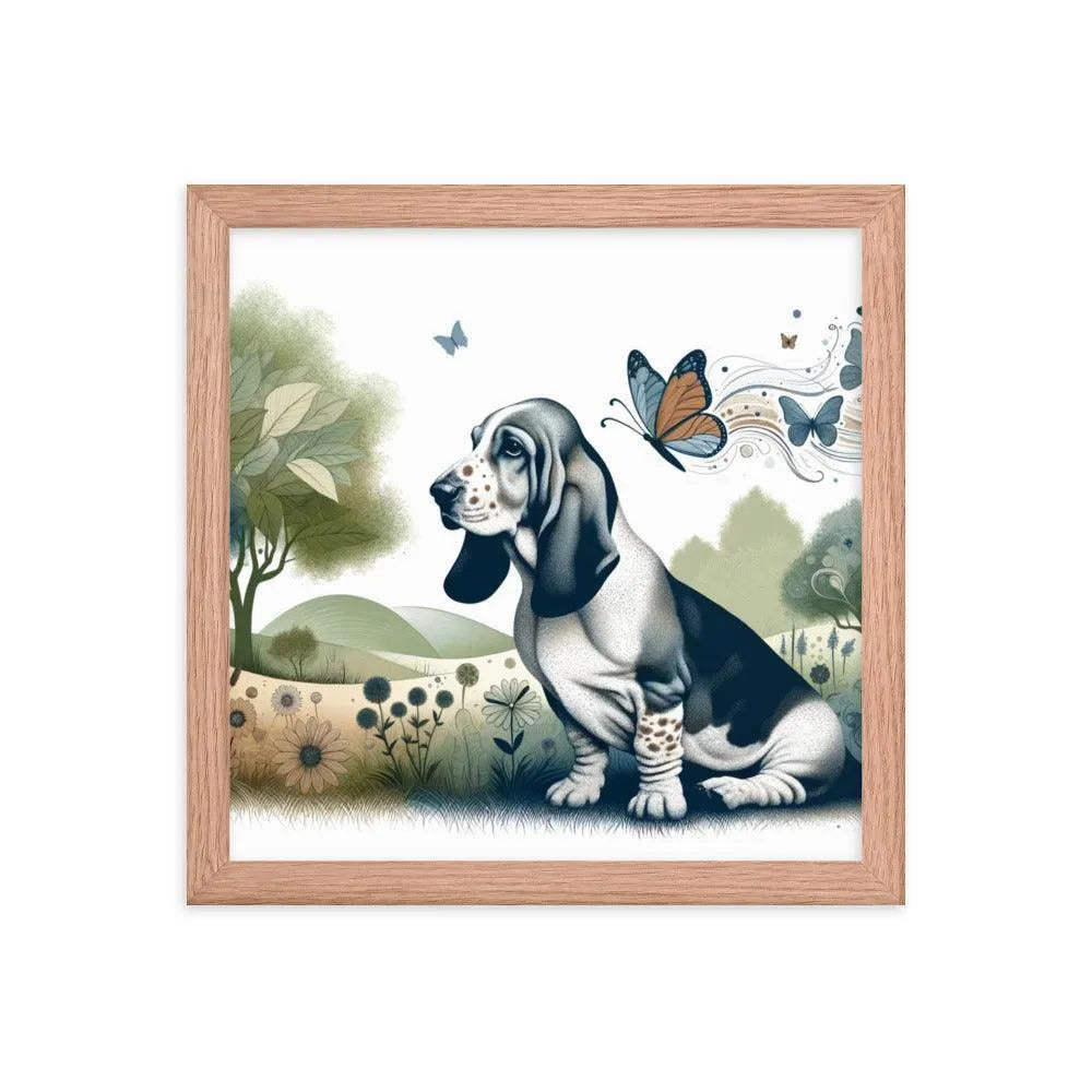 Harmonious Basset Bleu de Gascogne Landscape with a Twist Framed Poster - Oh Posters