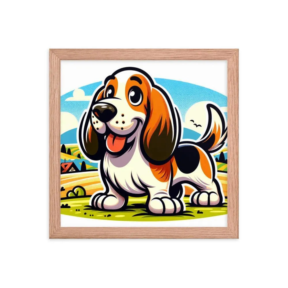 Playful Basset Fauve de Bretagne Cartoon Art Framed Poster - Oh Posters