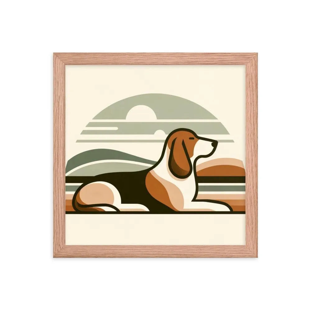 Elegant Basset Hound Minimalist Art Framed Poster - Oh Posters