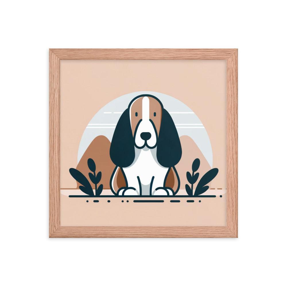 Charming Basset Hound Minimalist Art Framed Poster - Oh Posters