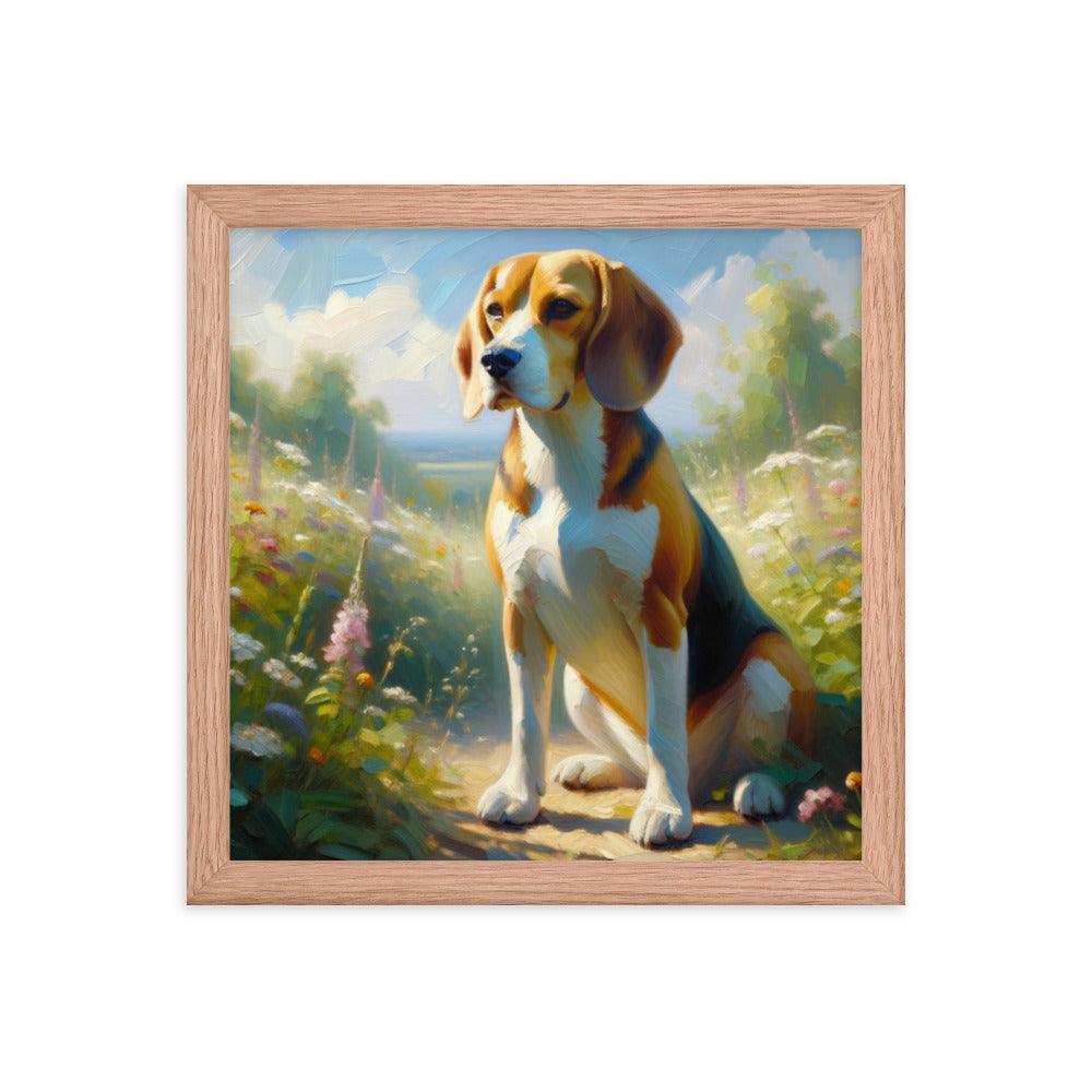 Graceful Beagle Oil Painting Framed Poster - Oh Posters