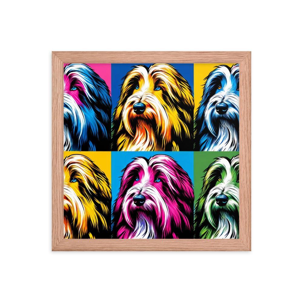 Colorful Collage Pop Art Bearded Collie Illustration Framed Poster - Oh Posters