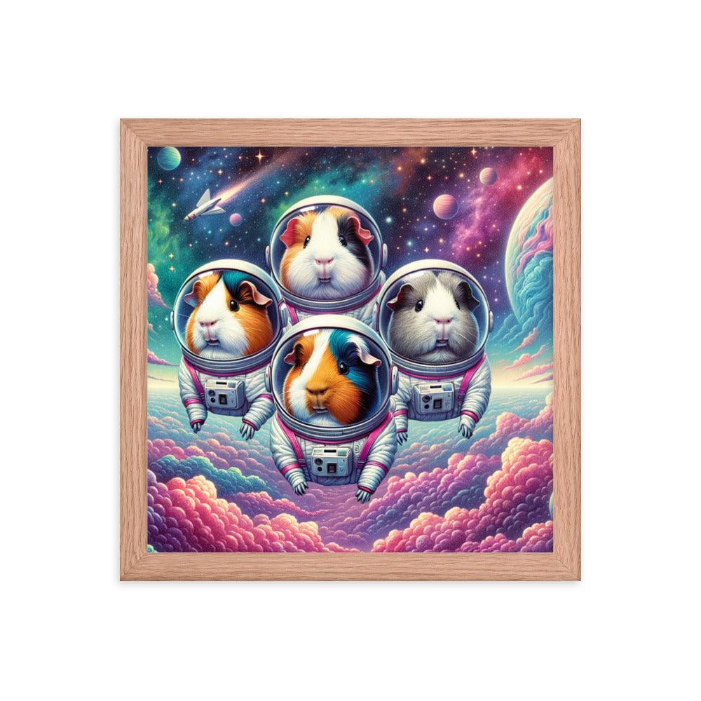 Guinea Pig Astronauts Cosmic Exploration Vibrant Framed Poster - Oh Posters