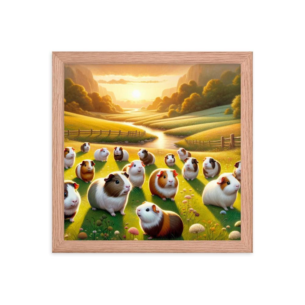 Guinea Pig Gathering Sunset Valley Digital Art Framed Poster - Oh Posters