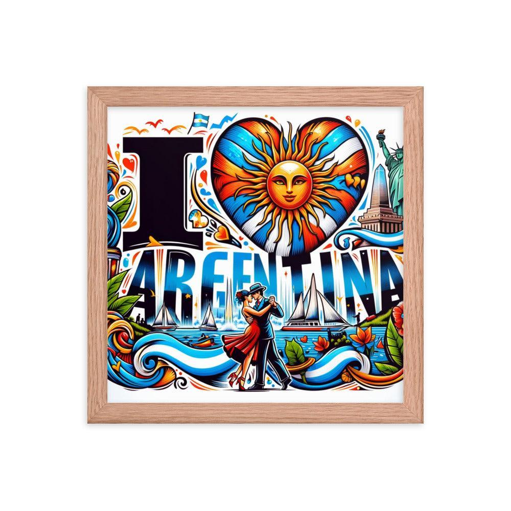 I Love Argentina Tango Dance and Landmarks Framed Poster - Oh Posters