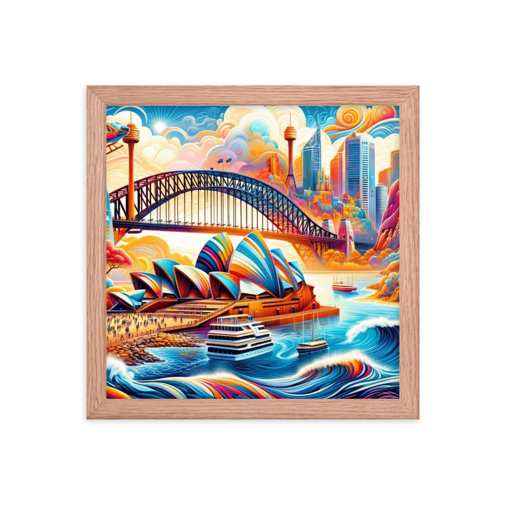 Sydney Harbour Surreal Scenery Vibrant Art Framed Poster - Oh Posters