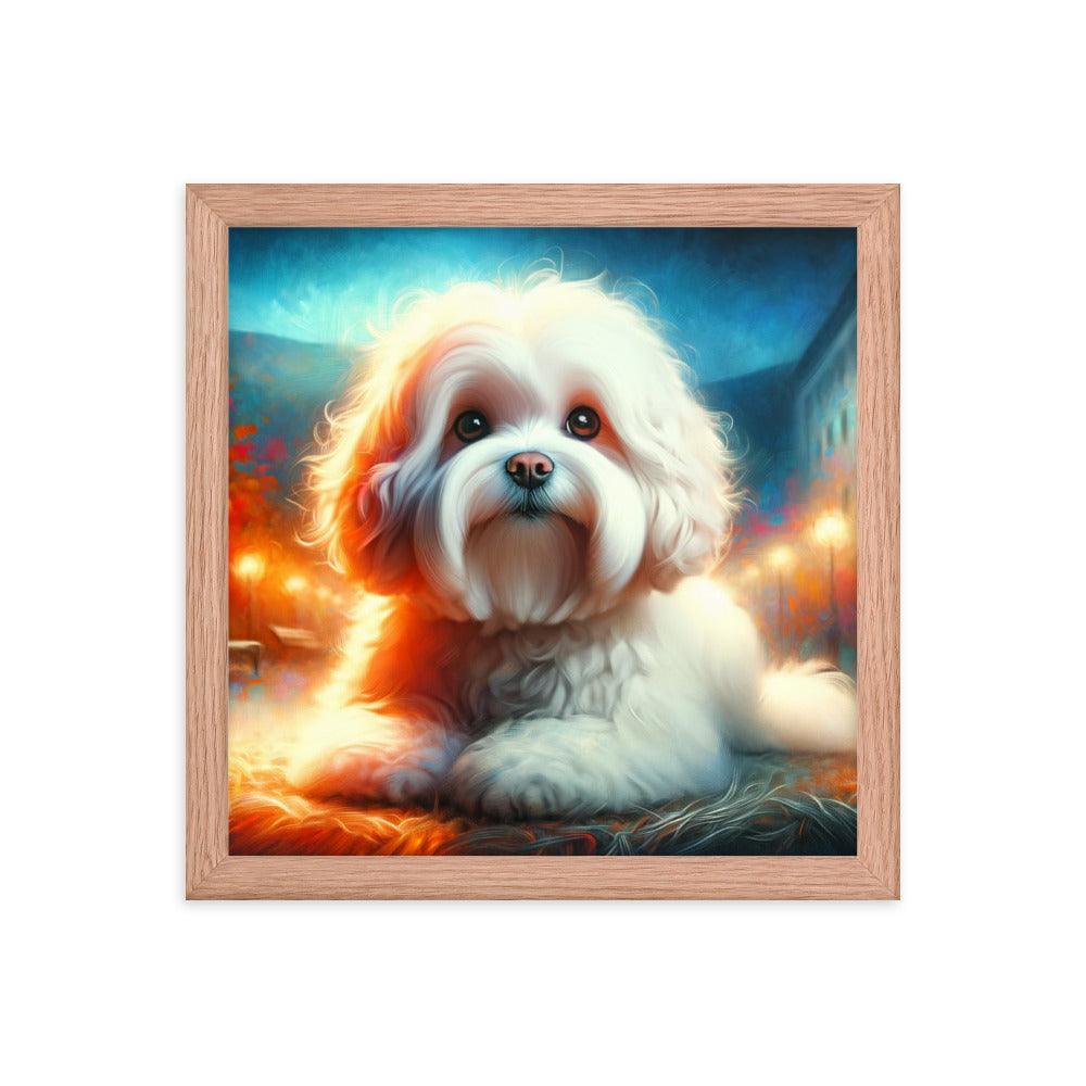 Enchanted Evening Bolognese Dog Dreamy Art Framed Poster - Oh Posters