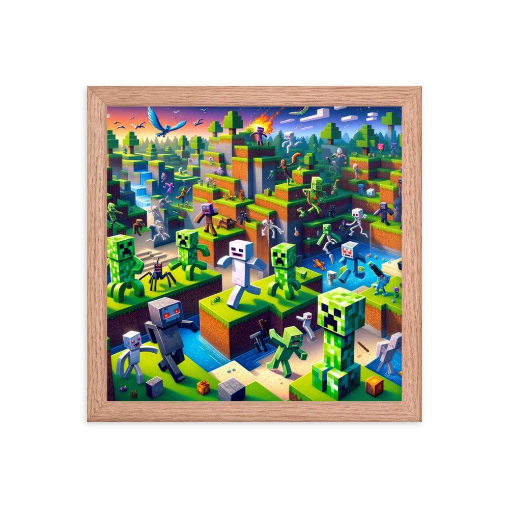 Minecraft Adventure Dynamic Character Action Framed Poster - Oh Posters