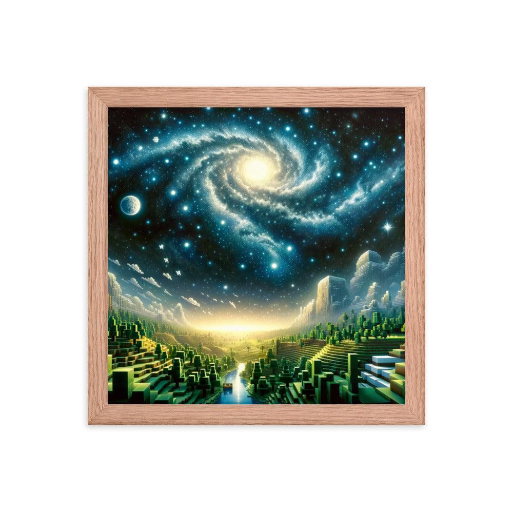 Galactic Spiral Minecraft Universe Digital Art Framed Poster - Oh Posters