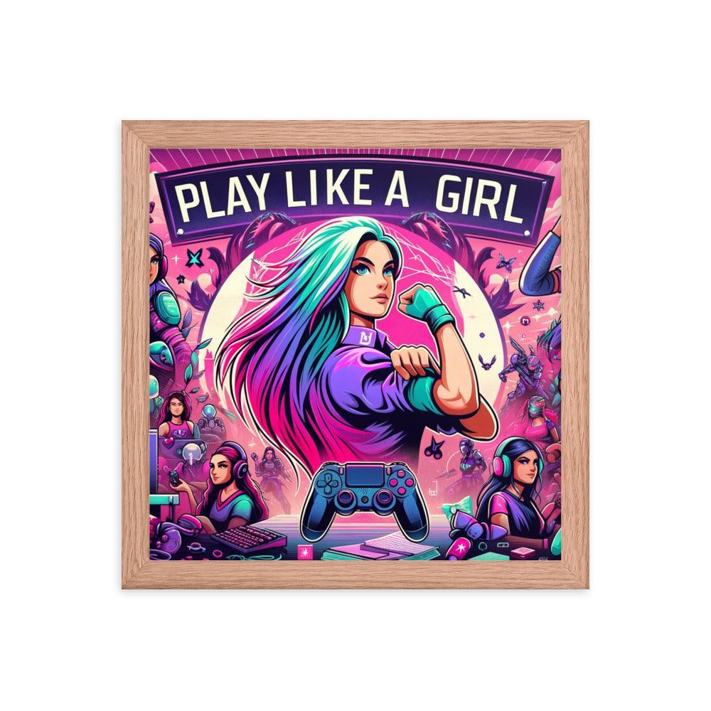 Gamer Girl Power Empowerment Art Framed Poster - Oh Posters