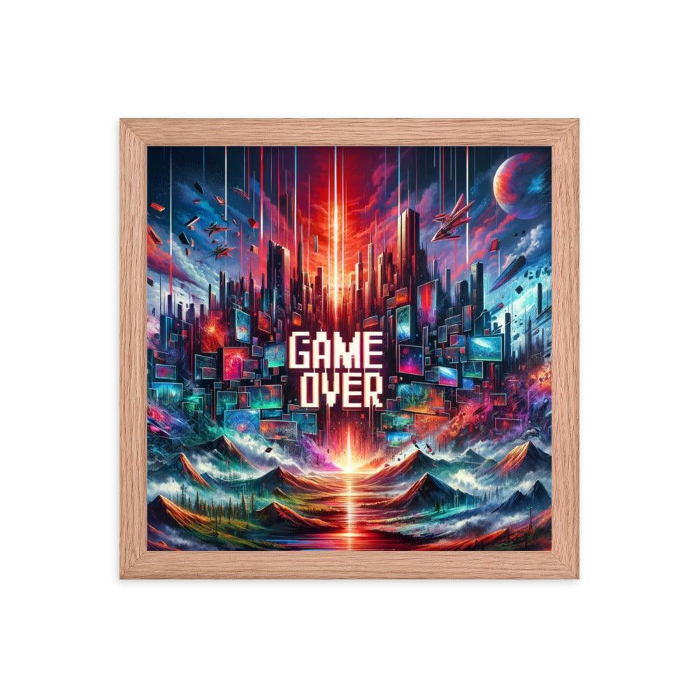 Gaming Apocalyptic Sci-Fi Cityscape Game Over Framed Poster - Oh Posters