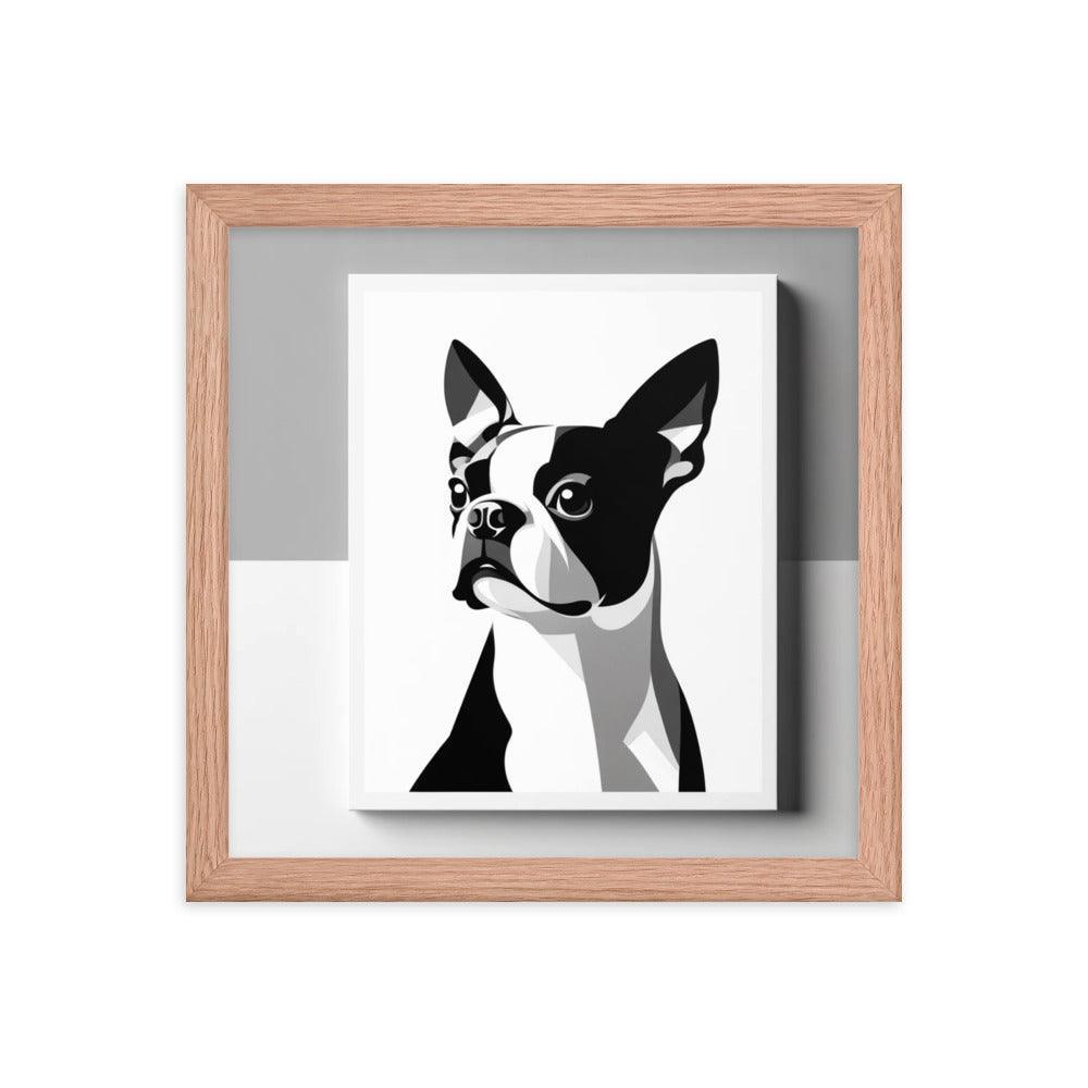 Boston Terrier Abstract Minimalist Art Framed Poster - Oh Posters