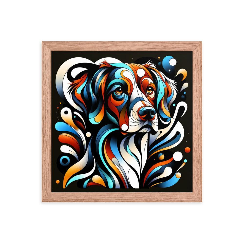 Brittany Dog Modern Abstract Art with Bold Colors and Dynamic Shapes Framed Poster - Oh Posters