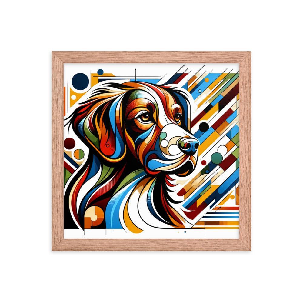 Brittany Dog Art in Abstract Modern Form with Bold Colors Framed Poster - Oh Posters