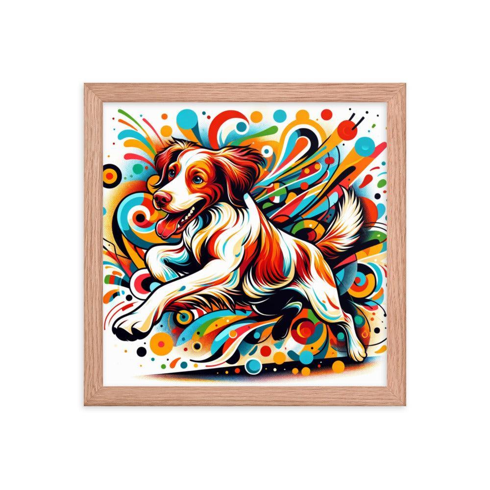 Brittany Spaniel Dynamic Swirls Abstract Art Framed Poster - Oh Posters