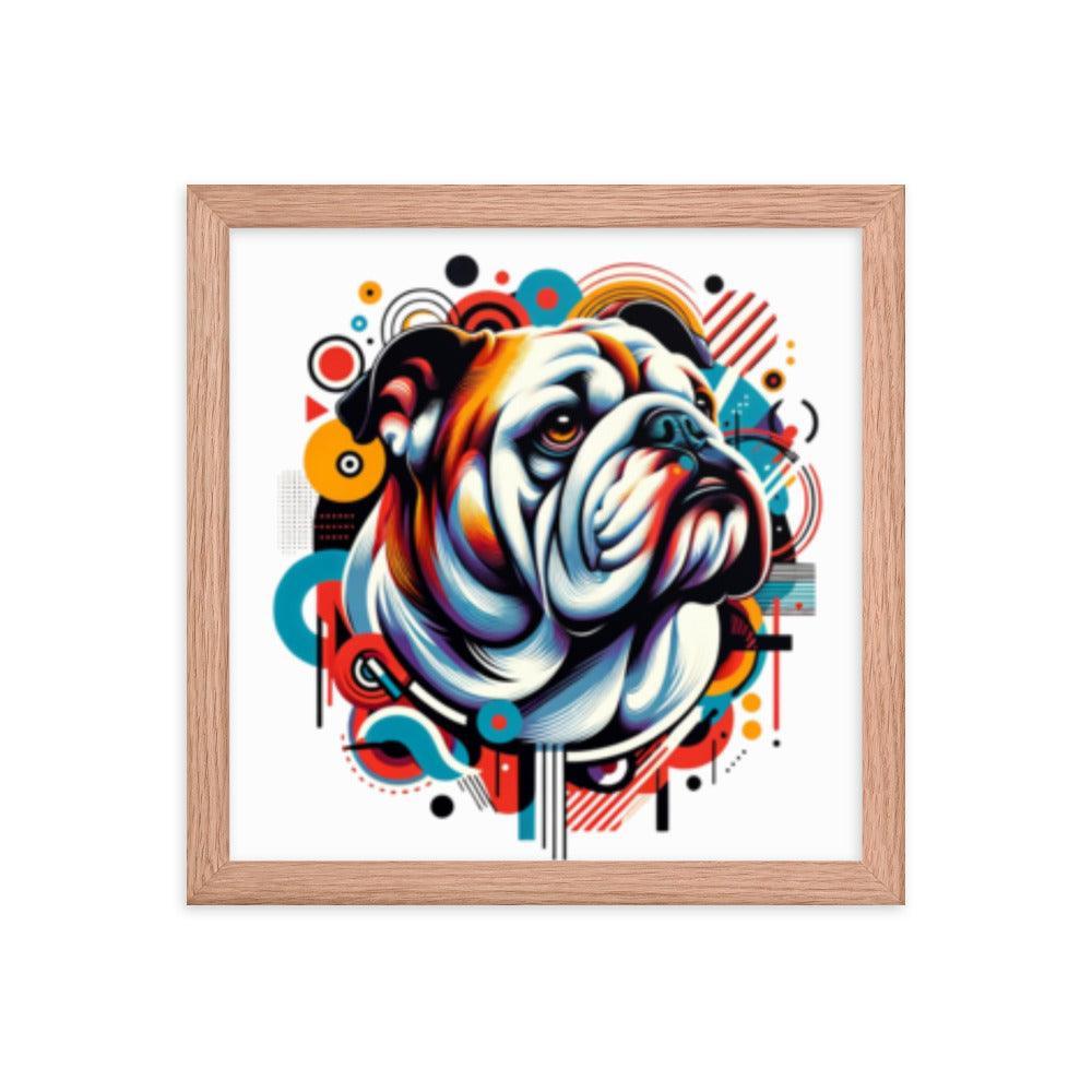 English Bulldog Modern Pop Art with Bold Shapes and Vivid Colors Framed Poster - Oh Posters