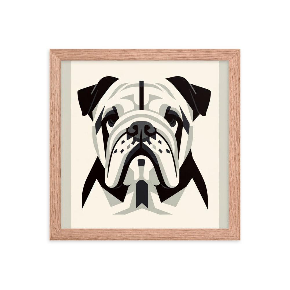 English Bulldog Minimalist Design with Geometric Shapes Framed Poster - Oh Posters