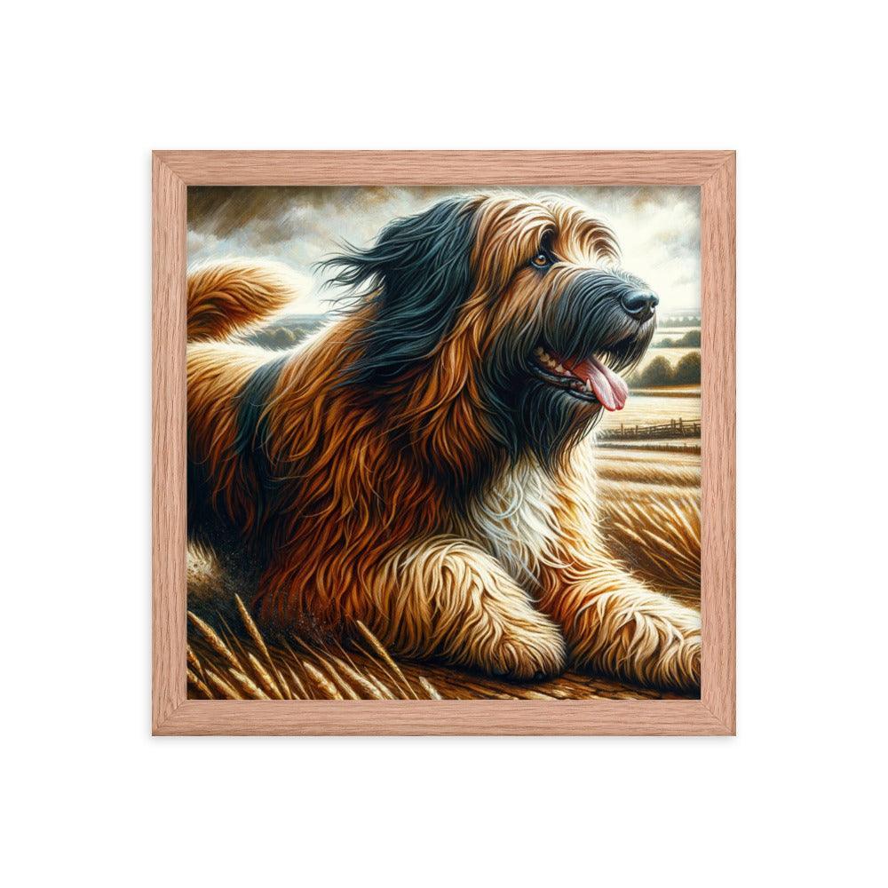 Catalan Sheepdog in Countryside Landscape Framed Poster - Oh Posters