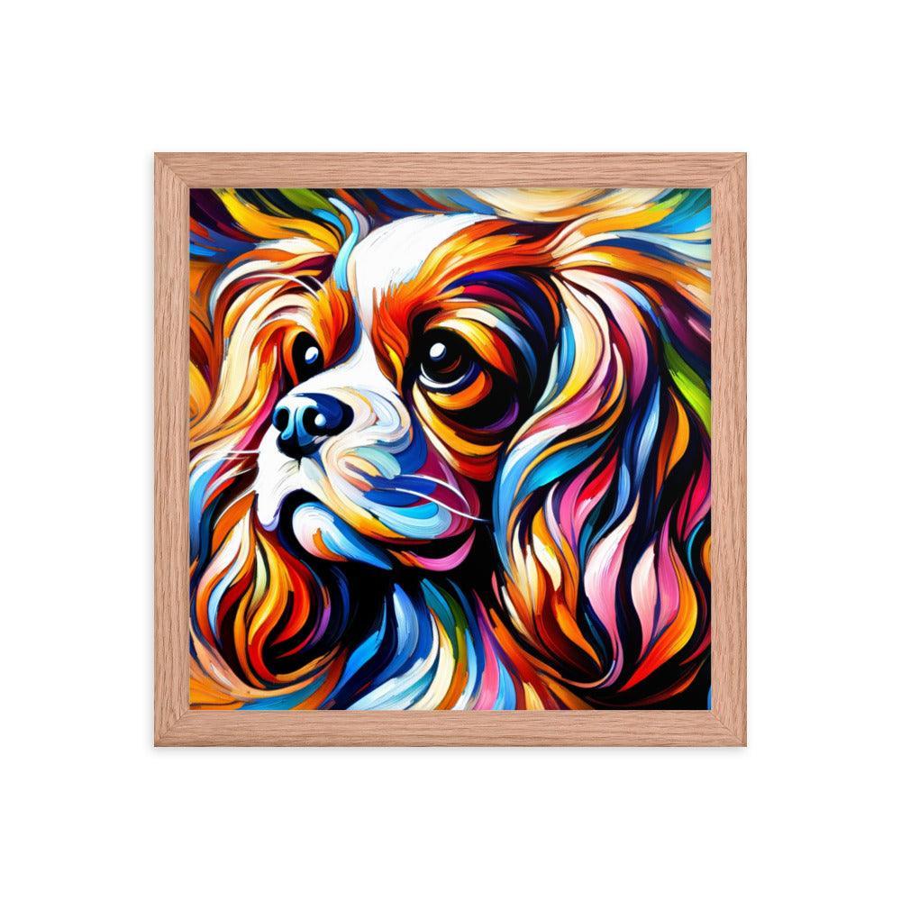 Cavalier King Charles Spaniel in Fauvism Bold Hues and Expressive Brushstrokes Framed Poster - Oh Posters