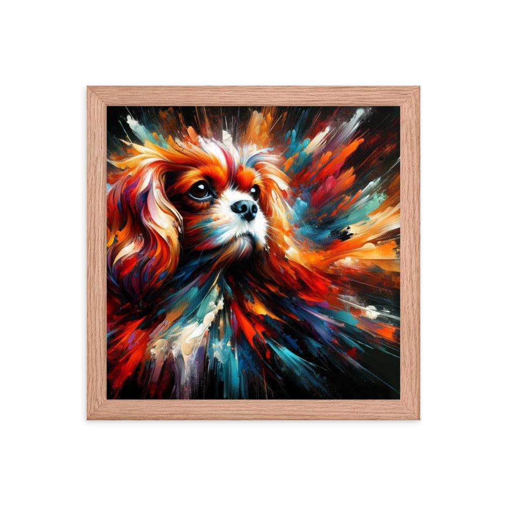 Cavalier King Charles Spaniel Abstract Brush Strokes and Intense Vibrant Colors Framed Poster - Oh Posters