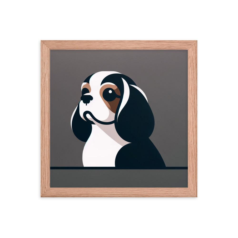 Cavalier King Charles Spaniel Minimalist Portrait Framed Poster - Oh Posters