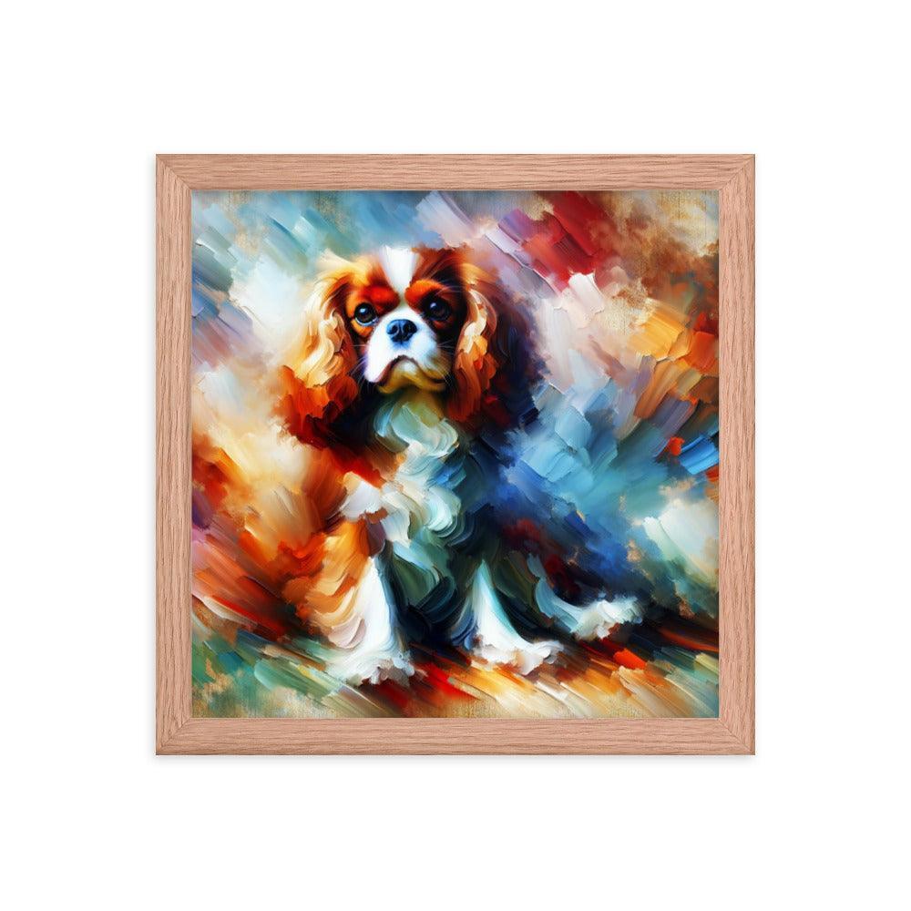 Cavalier King Charles Spaniel Abstract Expressionism Painting Framed Poster - Oh Posters