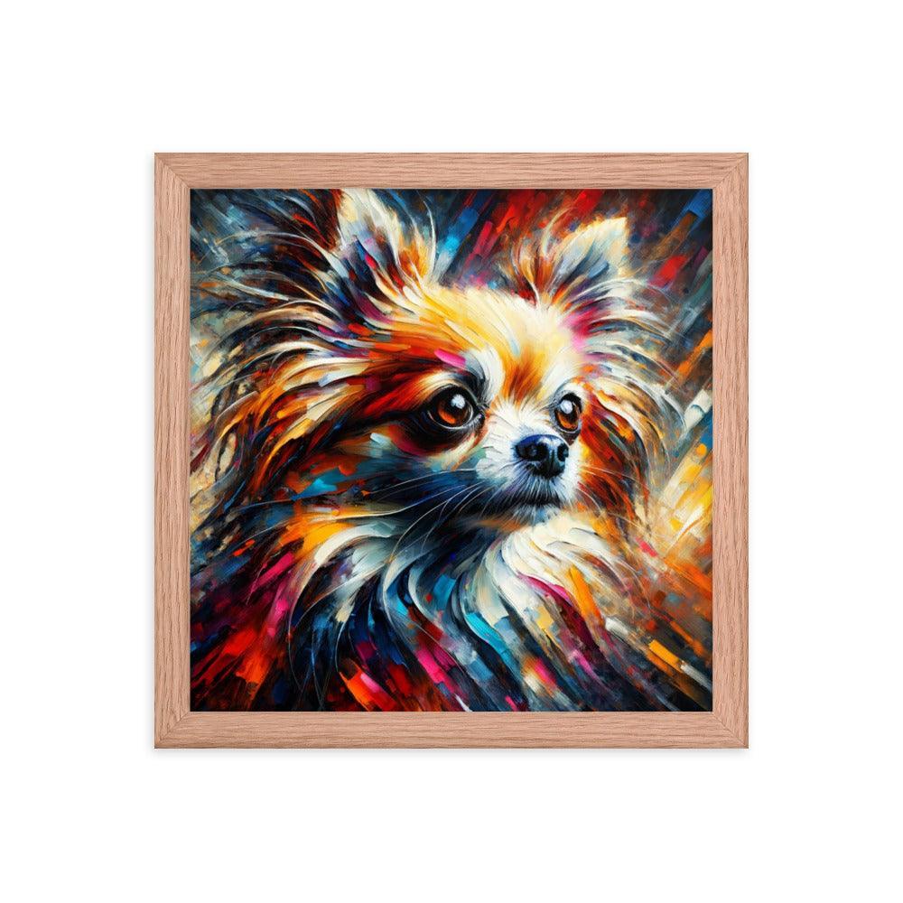 Long Coat Chihuahua Burst Art with Bold Brushstrokes and Intense Colors Framed Poster - Oh Posters