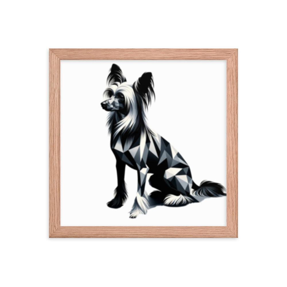 Chinese Crested Dog in Geometric Shadows Sleek Design Framed Poster - Oh Posters