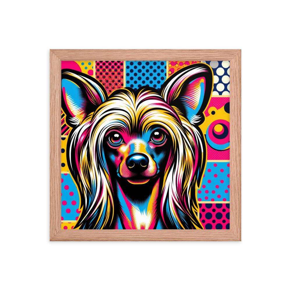 Chinese Crested Dog Pop Art in Bright Graphic Style Framed Poster - Oh Posters