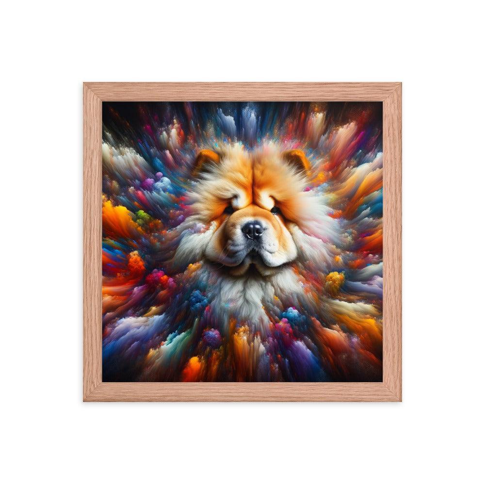 Chow Chow Abstract Burst of Vibrant Colors and Shapes Framed Poster - Oh Posters