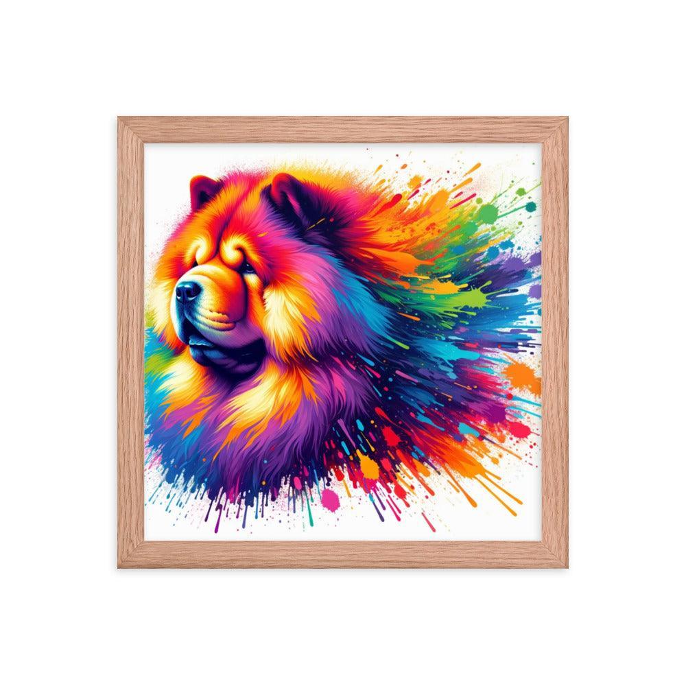 Chow Chow Rainbow Splatter Dynamic Spectrum Framed Poster - Oh Posters