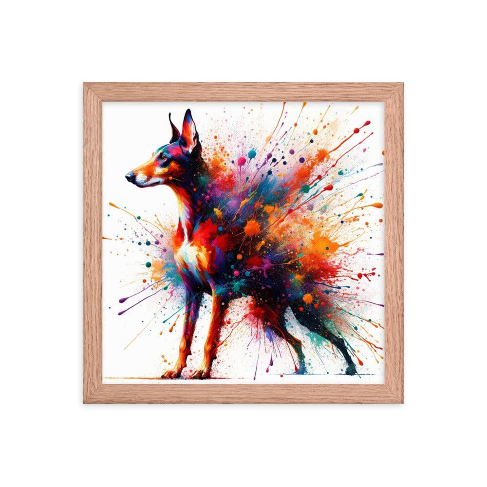 Cirneco dell'Etna Splatter Art with Vibrant Colors Framed Poster - Oh Posters