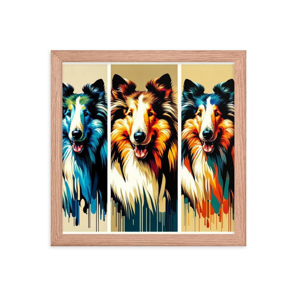 Rough Collie Dog Online Art Montage Vibrant Modern Styles Framed Poster - Oh Posters