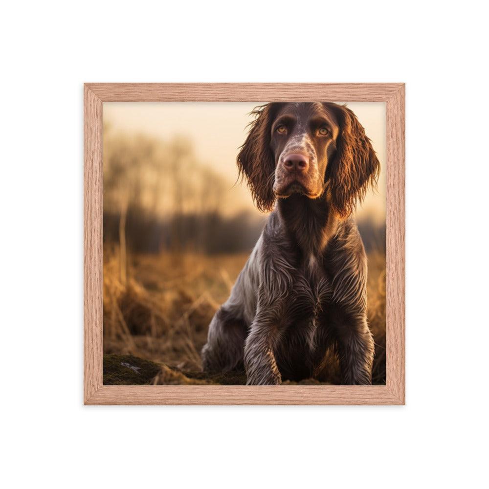 German Longhaired Pointer Golden Hour Outdoor Framed Poster - Oh Posters