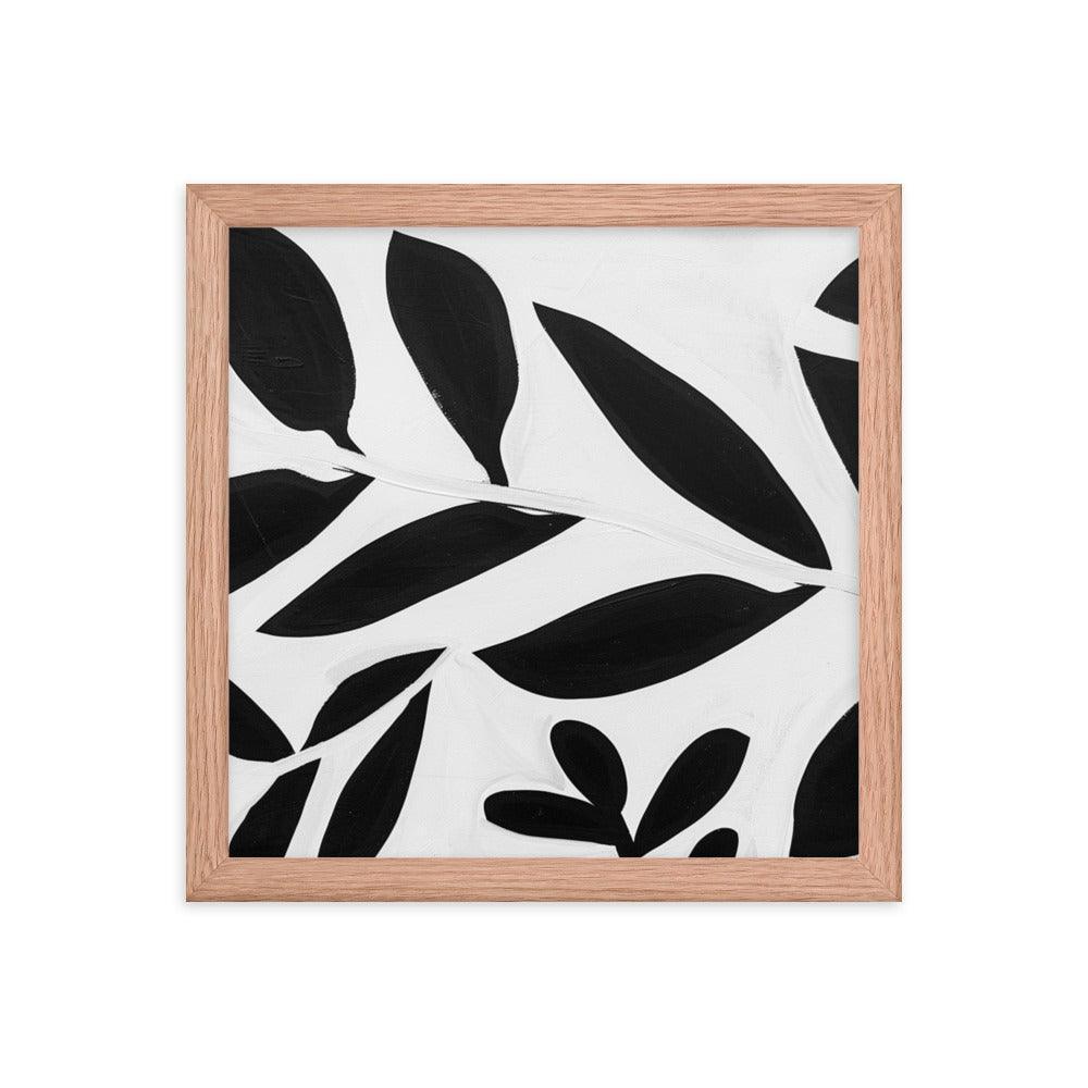 Textured Leaf Contrast Silhouette Monochrome Painting Framed Poster - Oh Posters