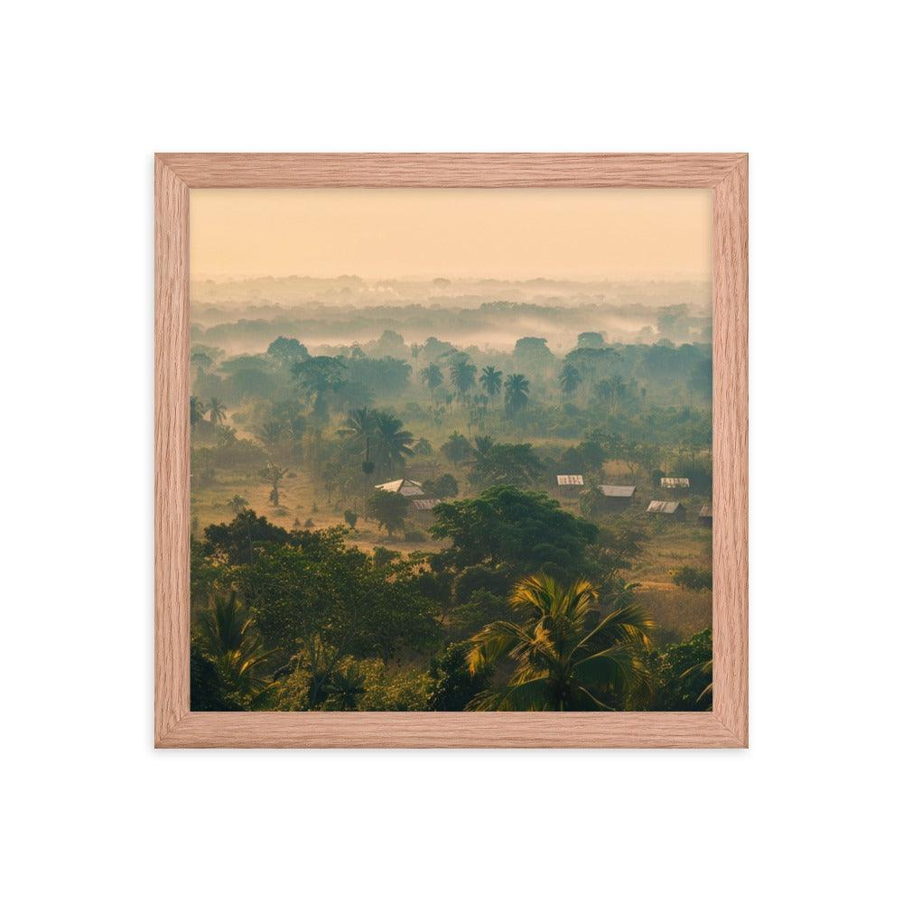 Early Morning Fog Over Benin Village Digital Art Framed Poster - Oh Posters