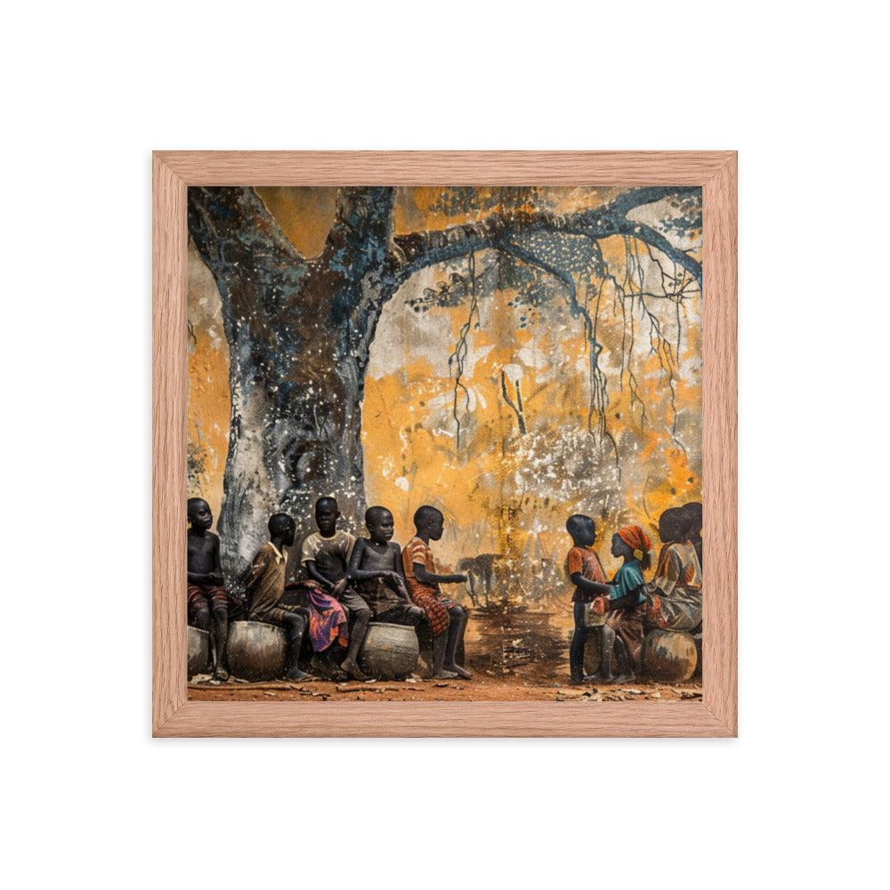 Central African Children Under Baobab Tree Vintage Framed Poster - Oh Posters