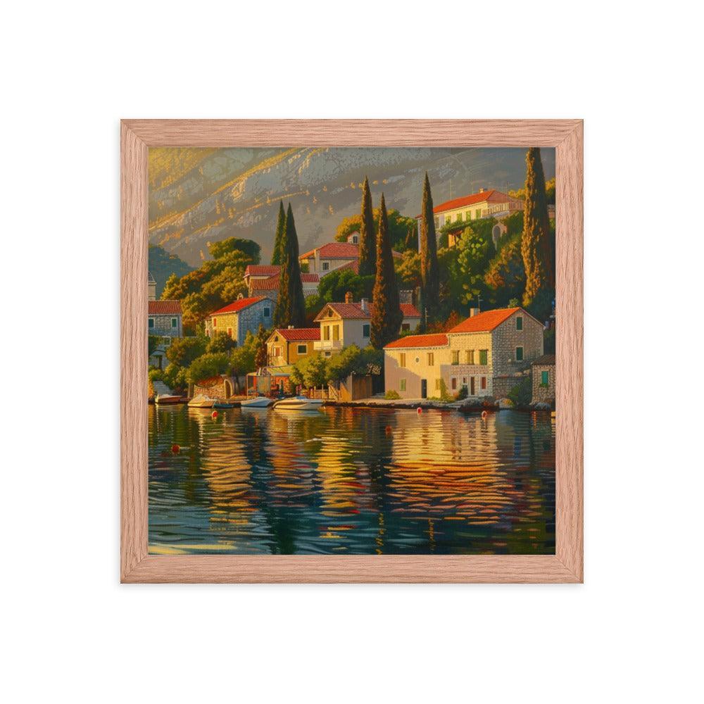 Croatia Golden Sunset Over Coastal Village Art Framed Poster - Oh Posters