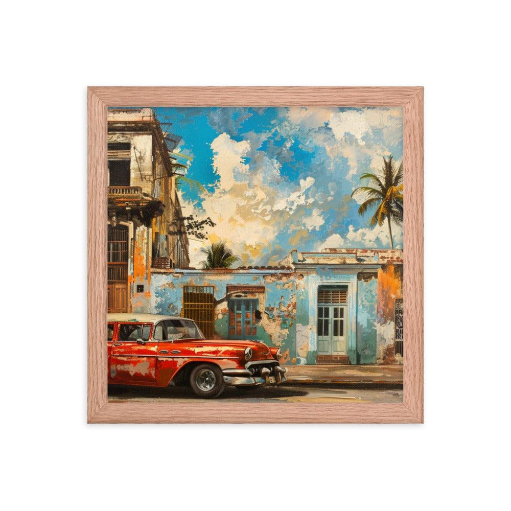 Cuba Classic Car and Historical Buildings Street Scene Framed Poster - Oh Posters