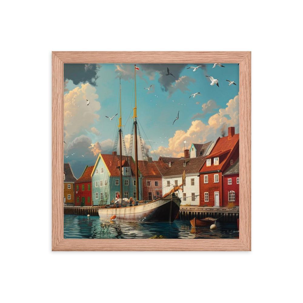 Historic Danish Seaport Denmark Digital Art Framed Poster - Oh Posters