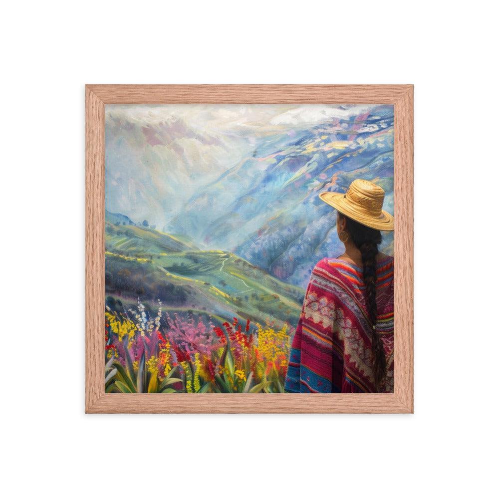 Ecuador Highlands Woman Scenic Painting Framed Poster - Oh Posters