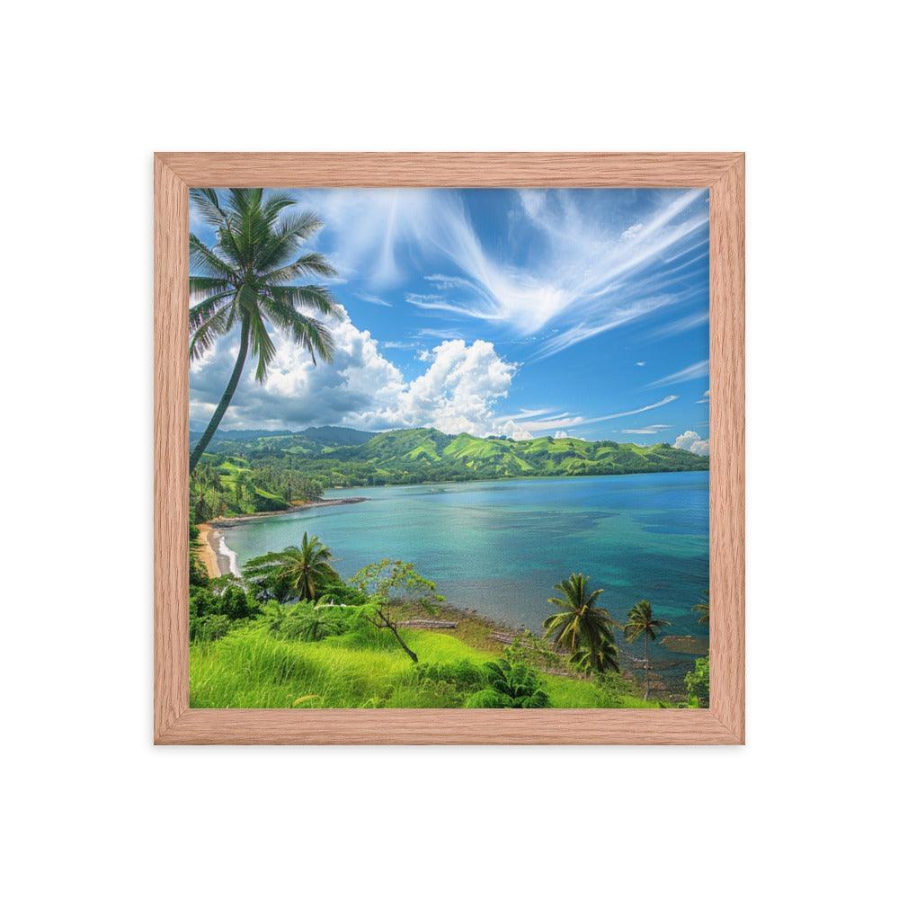 Fiji Tropical Beach Paradise Scenic Landscape Framed Poster - Oh Posters