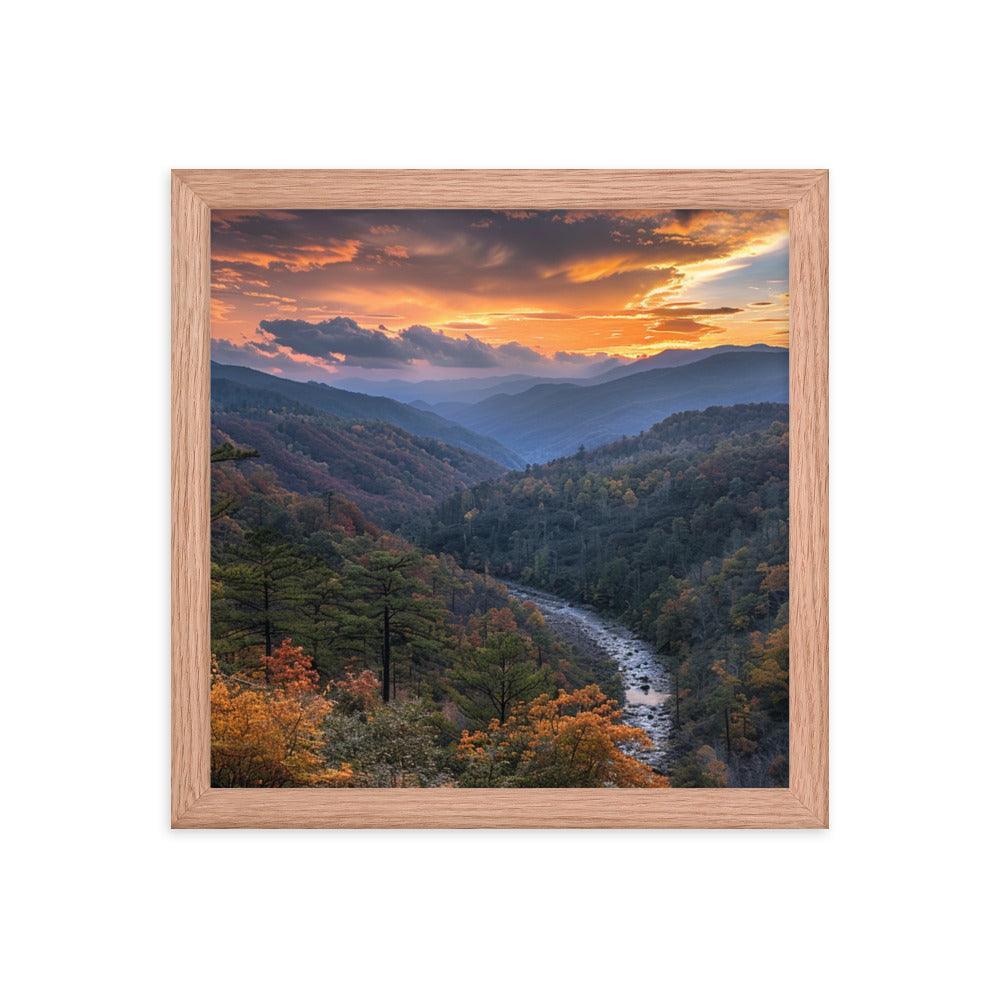 Georgia Sunset Over Mountain Valley Framed Poster - Oh Posters