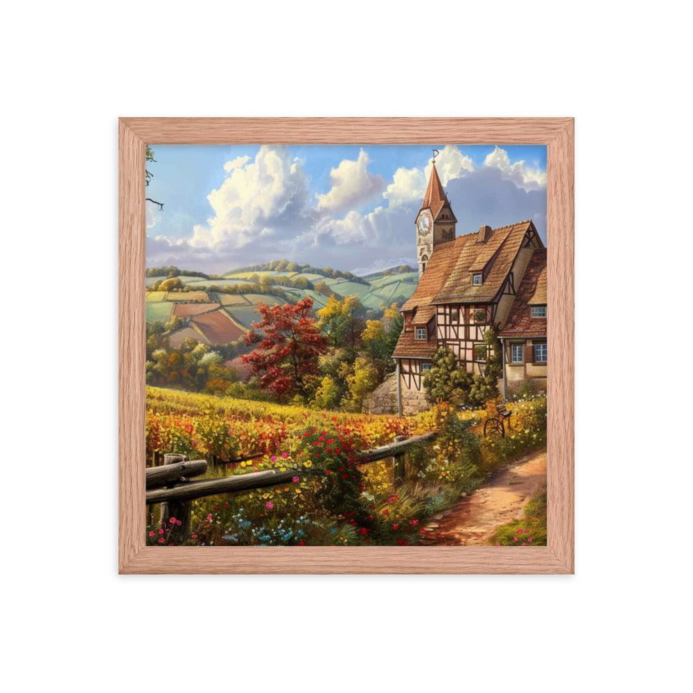 Germany Scenic Vineyard Cottage Landscape Framed Poster - Oh Posters